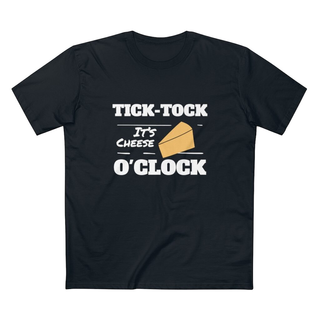 Tick Tock It's Cheese O'Clock Unisex T-Shirt - Black