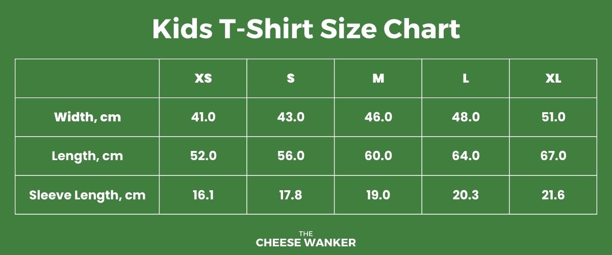 Gildan Kids T-Shirt Size Chart (1200 x 500 px)