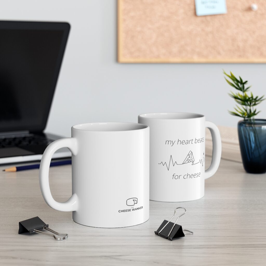 My Heart Beats for Cheese Coffee Mug Lifestyle Front & Back