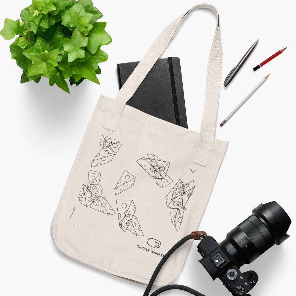 Cheese Line Art Grocery Bag Flatlay - Natural
