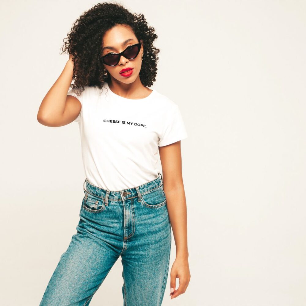 Cheese Is My Dope Unisex Top Lifestyle Female African Model - White Top