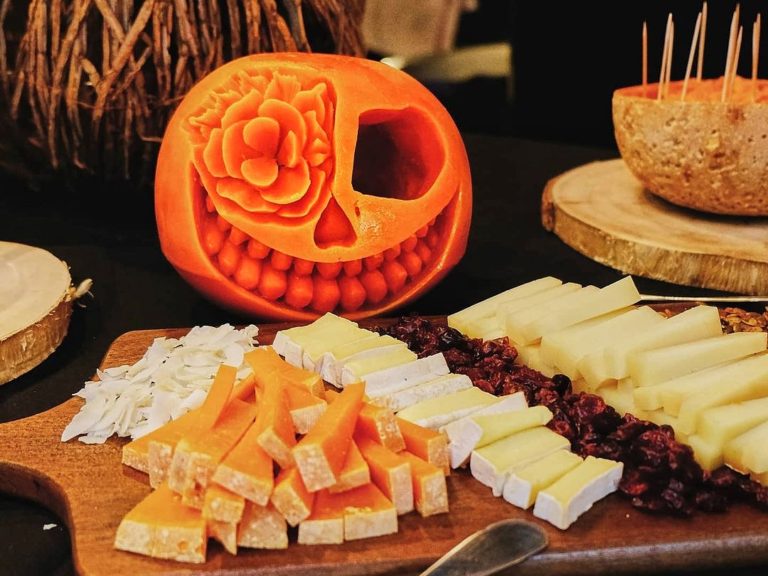 Carved Mimolette is one of the best cheeses for Halloween