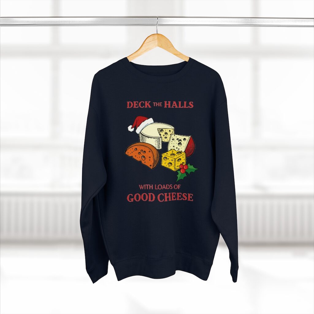 Deck The Halls With Loads Of Good Cheese Christmas Sweater Hanger - Navy
