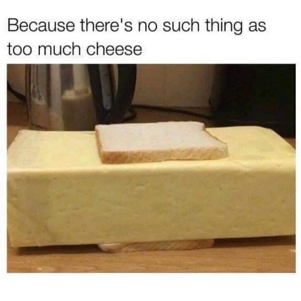 There is no such thing as too much cheese meme