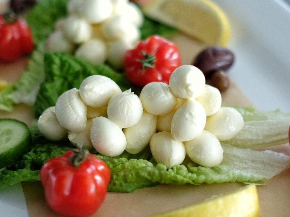 Fresh balls of Bocconcini in a salad