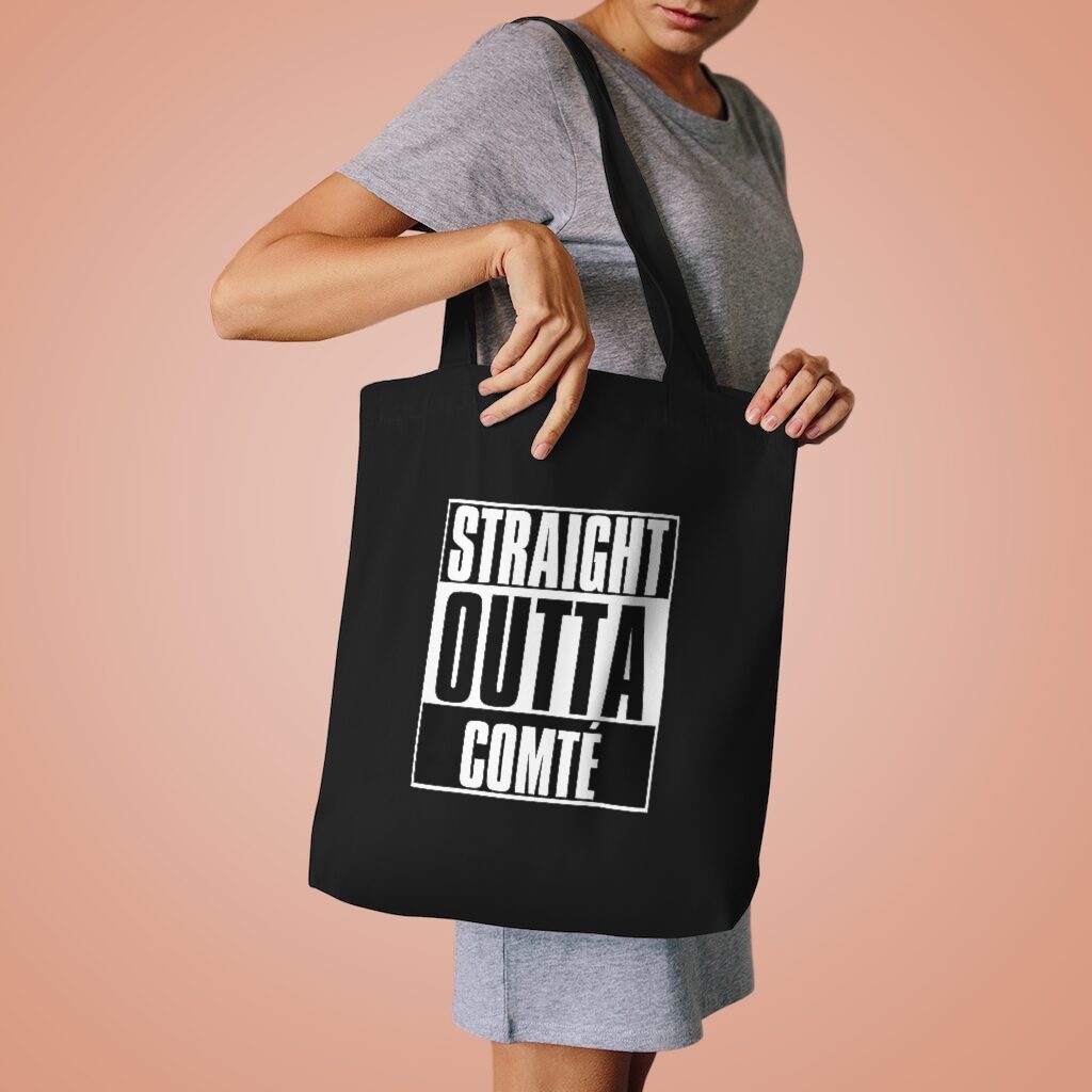 Straight Outta Comté Market Bag Lifestyle Female Model Shoulder - Black
