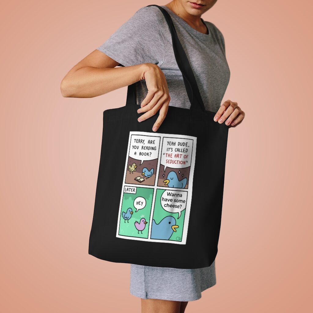 Wanna Have Some Cheese Market Bag Lifestyle Female Model Shoulder - Black