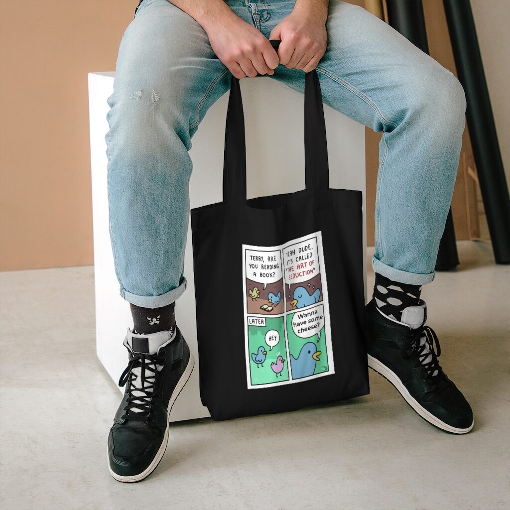 Wanna Have Some Cheese Market Bag Lifestyle Male Model Sitting - Black