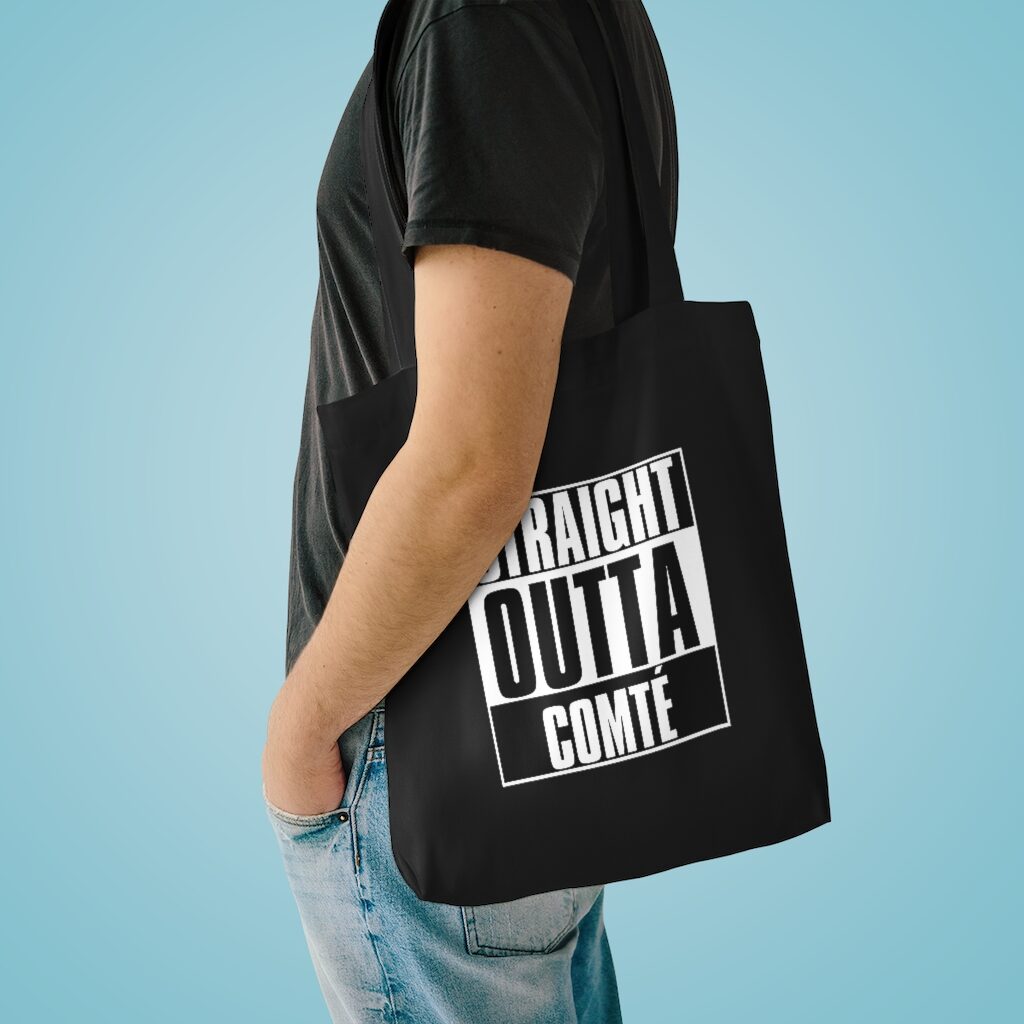 Straight Outta Comté Market Bag Lifestyle Male Model Shoulder - Black