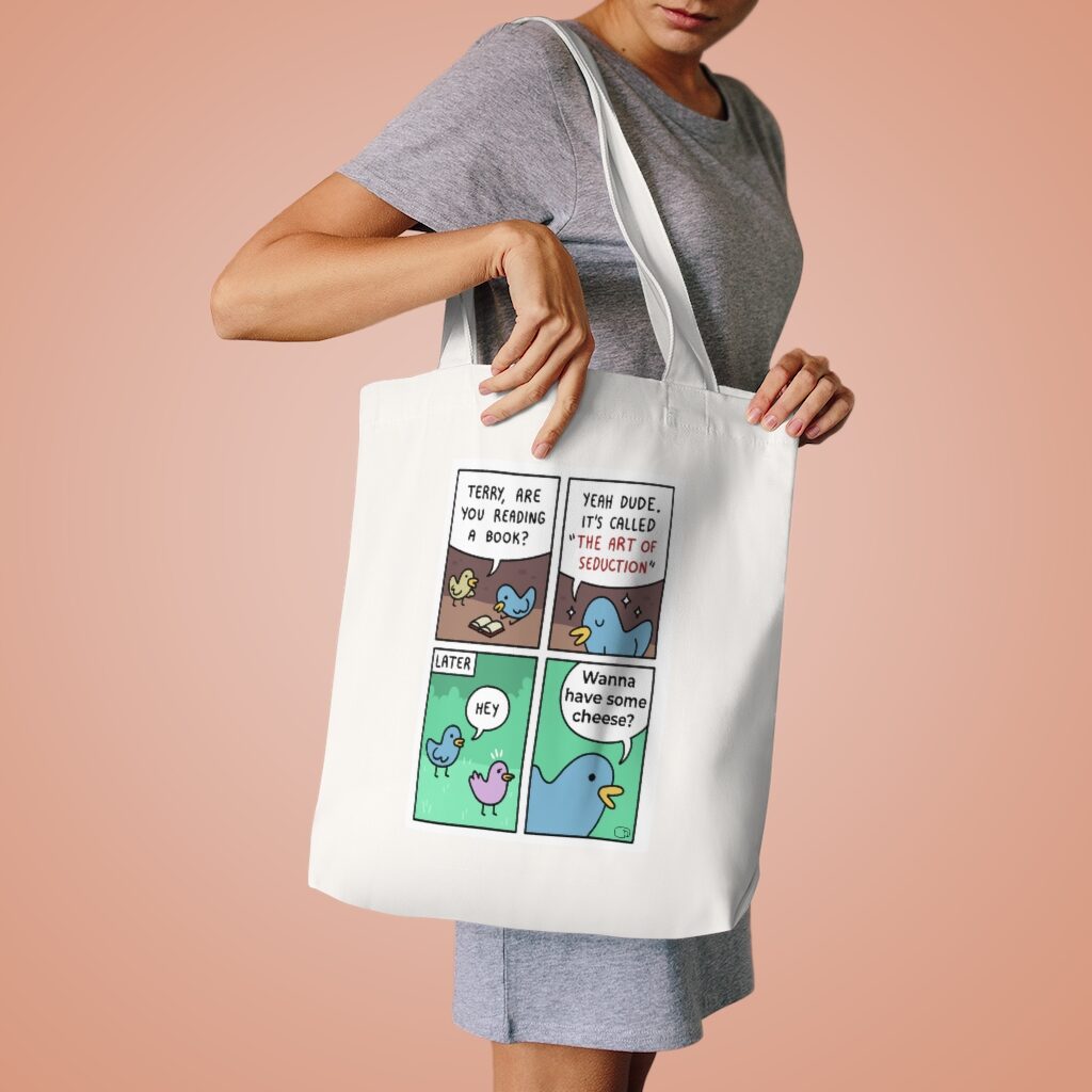 Wanna Have Some Cheese Market Bag Lifestyle Female Model Shoulder - White