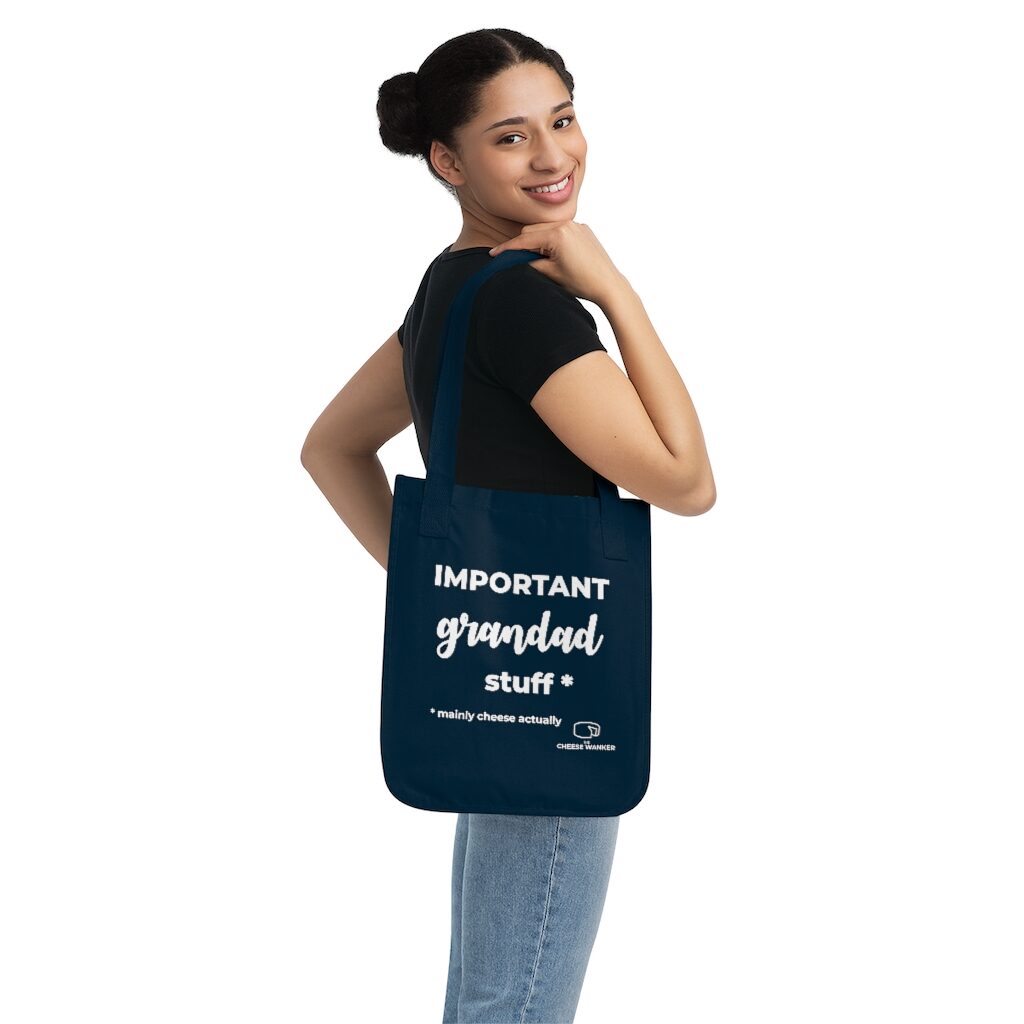 Important Grandad Stuff Grocery Bag Female Model Shoulder - Navy