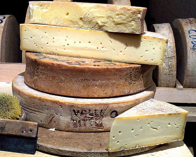 Wheels of matured Italian cheese