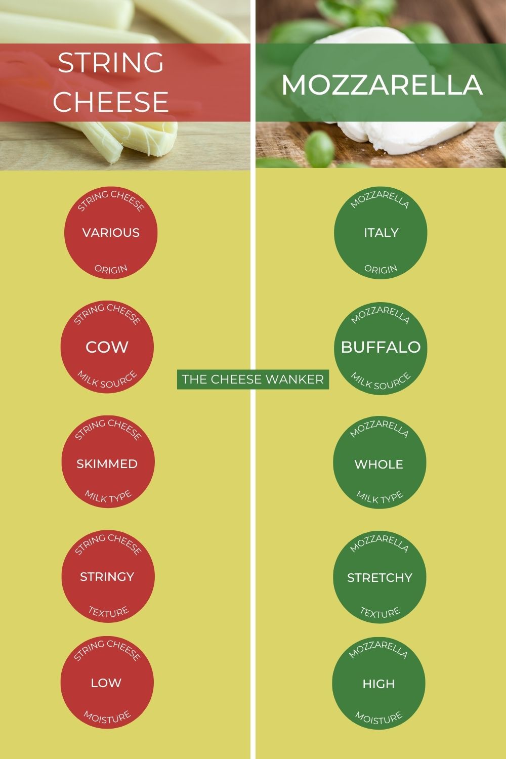 String Cheese vs Mozzarella Infographic