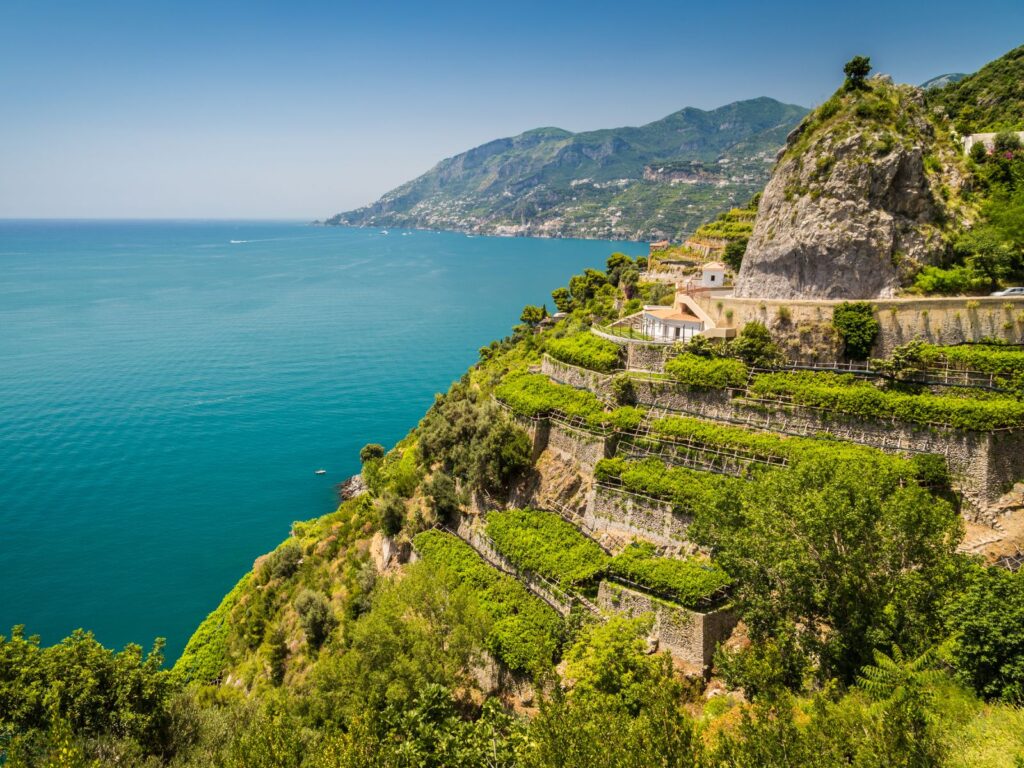 Coastal lush green landscapes in Campania Italy
