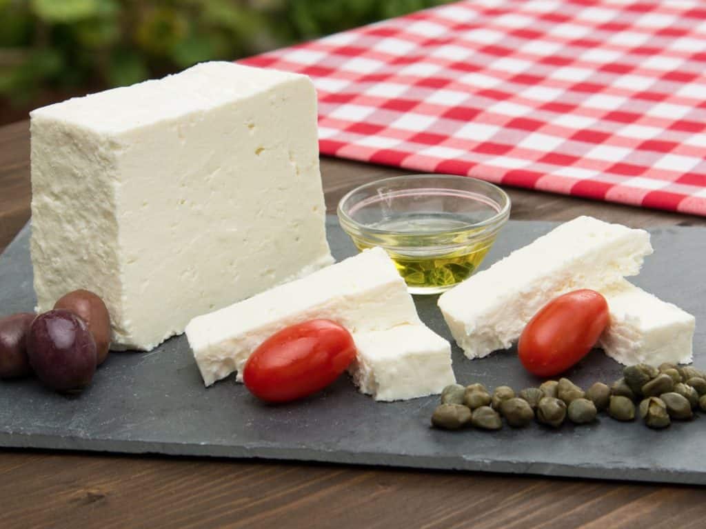 Sliced Batzos white Greek PDO cheese