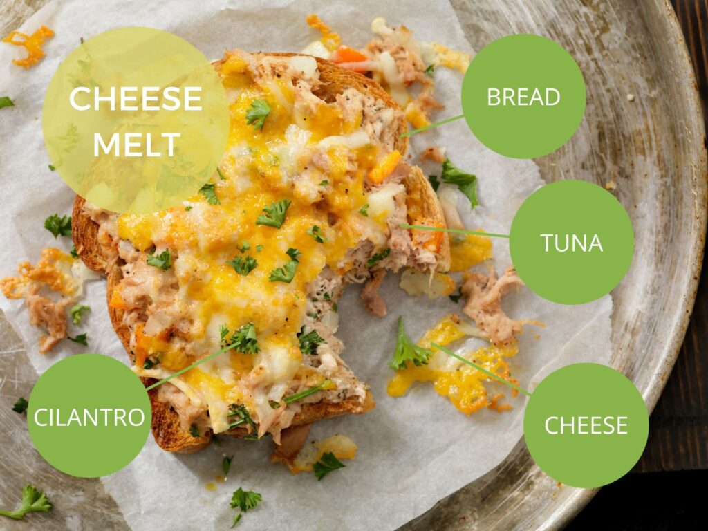 Tuna Cheese Melt on a plate showcasing multiple ingredients