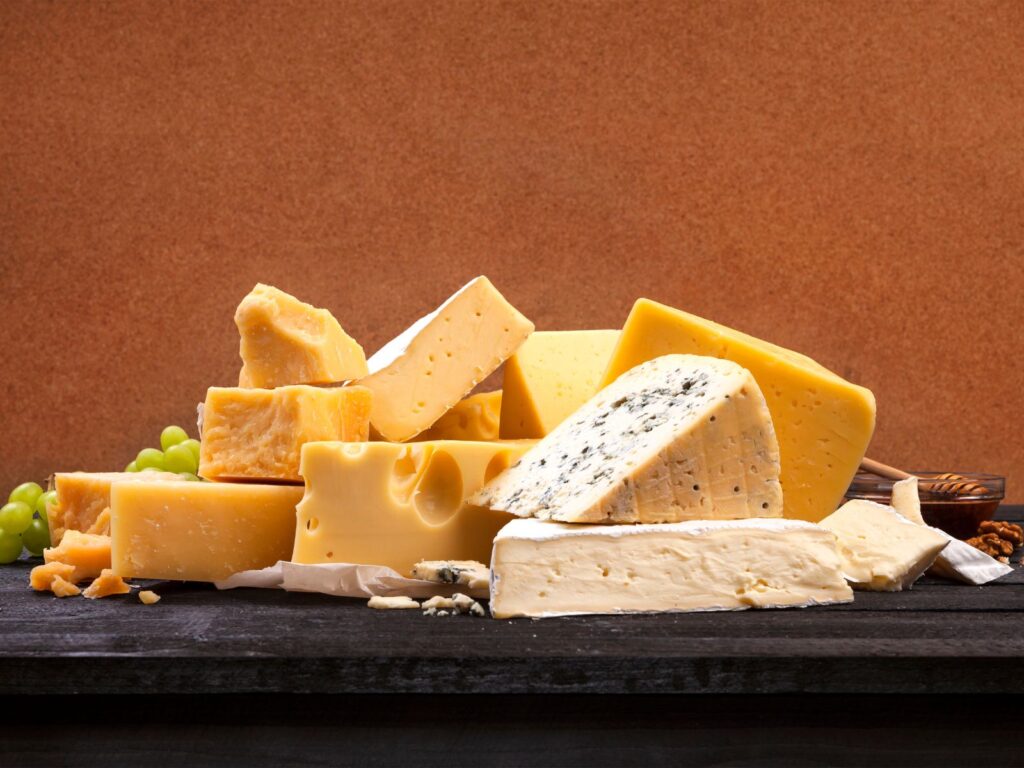 Different Types of Cheese on a cheese board