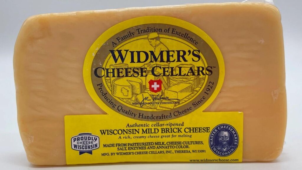 Widmer's Brick Cheese wrapped and labelled